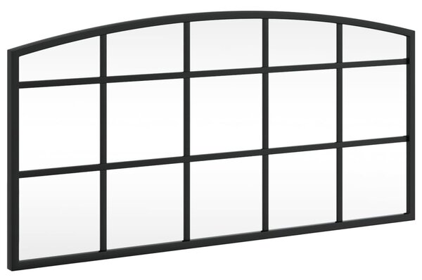 Fekete ívelt vas fali tükör 60 x 30 cm