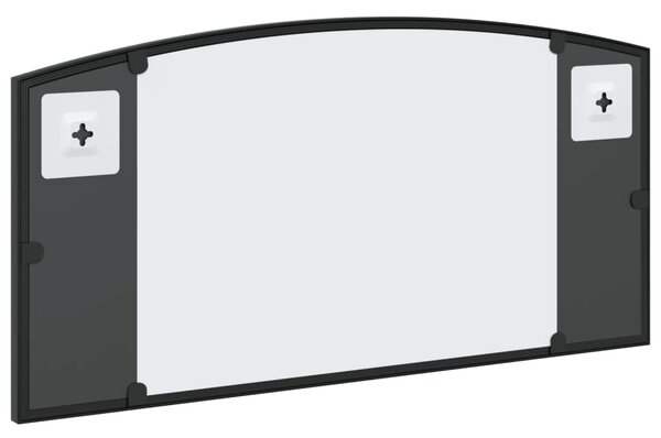 Fekete ívelt vas fali tükör 60 x 30 cm