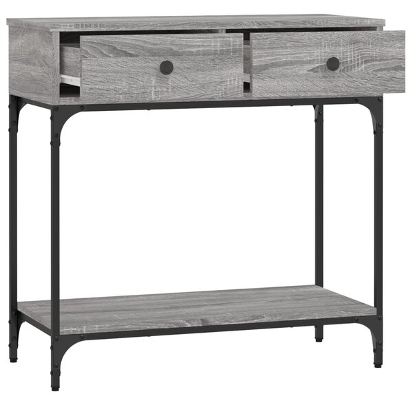 Szürke sonoma színű szerelt fa konzolasztal 75 x 34,5 x 75 cm