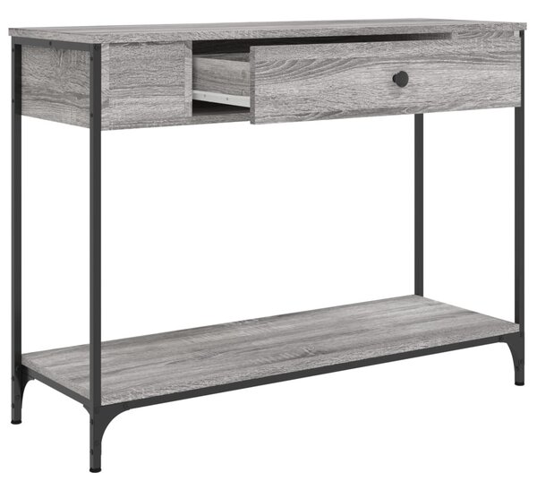 Szürke sonoma színű szerelt fa konzolasztal 100 x 34,5 x 75 cm