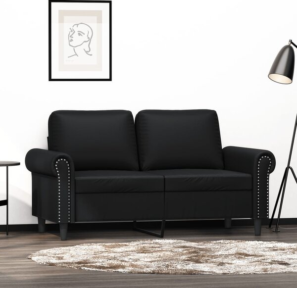 2 személyes fekete műbőr kanapé 120 cm