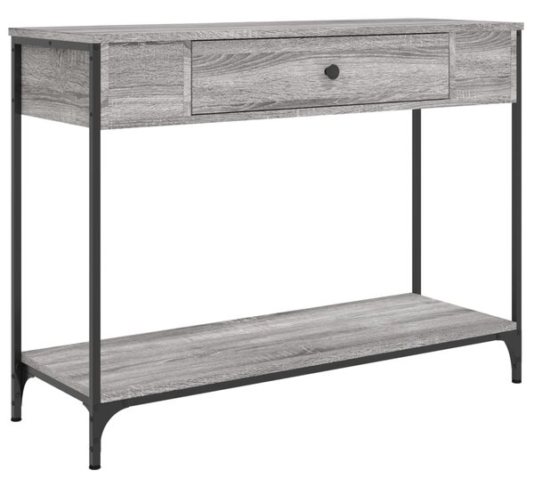 Szürke sonoma színű szerelt fa konzolasztal 100 x 34,5 x 75 cm