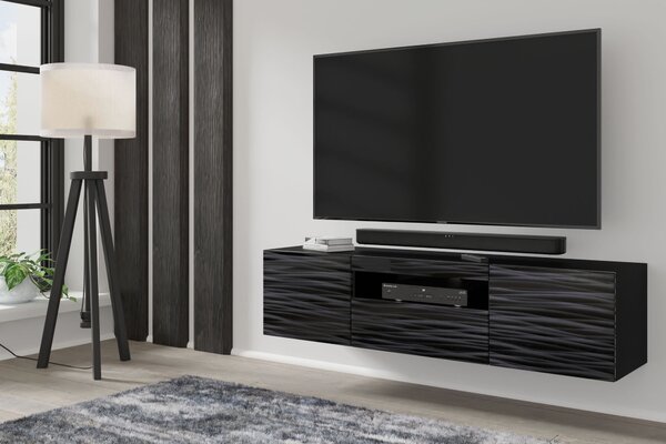 TV szekrény/asztal Aurora 150 (szahara fekete) (LED világítás)