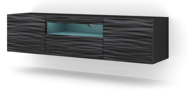TV szekrény/asztal Aurora 150 (szahara fekete) (LED világítás)