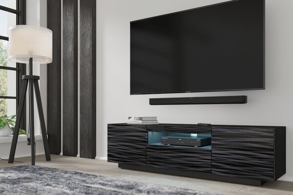 TV szekrény/asztal Aurora 150 (szahara fekete) (LED világítás)