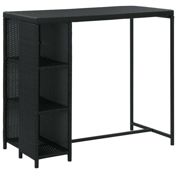 5 darabos fekete polyrattan kerti bárszett párnákkal