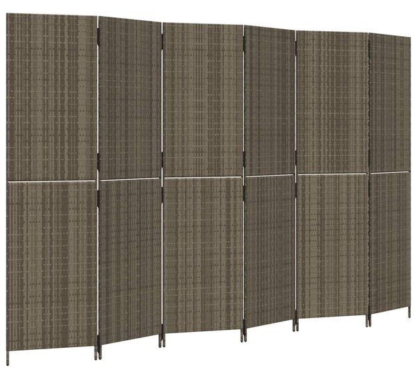 Szürke 6-paneles polyrattan térelválasztó