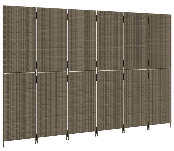 Szürke 6-paneles polyrattan térelválasztó