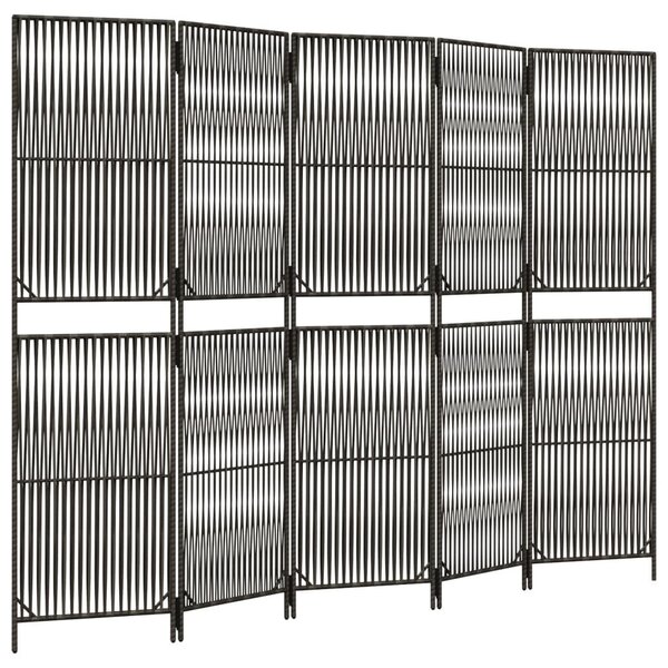 Szürke 5-paneles polyrattan térelválasztó
