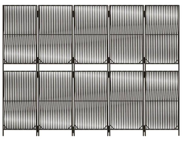 Szürke 5-paneles polyrattan térelválasztó