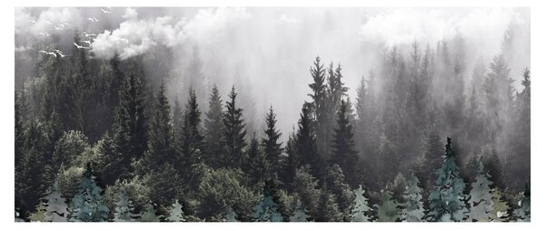 Kép - Erdő illusztrált elemekkel (120x50 cm)