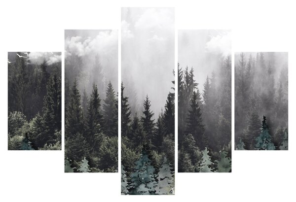 Kép - Erdő illusztrált elemekkel (150x105 cm)