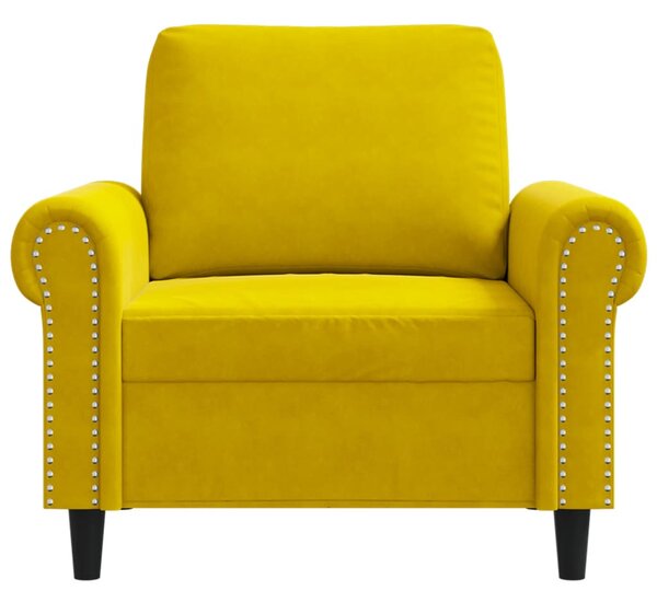 Sárga bársony kanapéfotel 60 cm