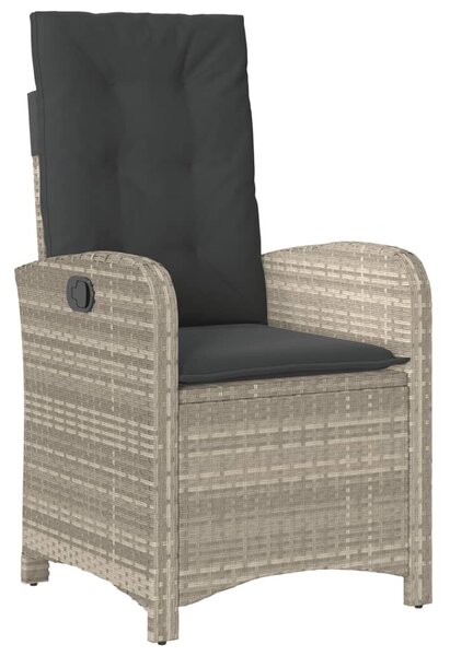 2 db világosszürke polyrattan dönthető kerti szék párnákkal