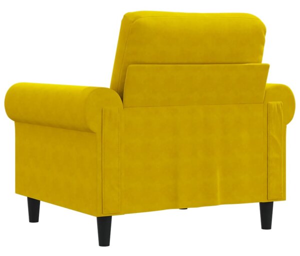 Sárga bársony kanapéfotel 60 cm