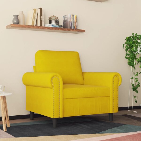 Sárga bársony kanapéfotel 60 cm