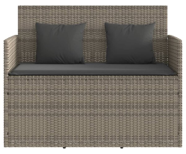 Szürke polyrattan akácfa kerti pad párnával