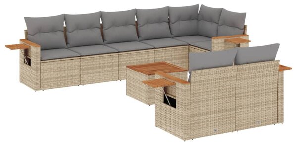 9 részes szürke polyrattan kerti ülőgarnitúra párnákkal