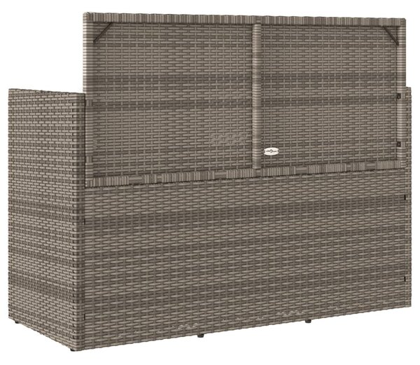 Szürke polyrattan akácfa kerti pad párnával