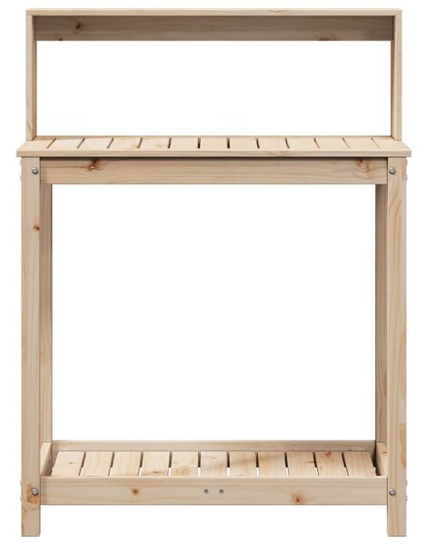 Tömör fenyőfa ültetőasztal polccal 82,5 x 50 x 109,5 cm
