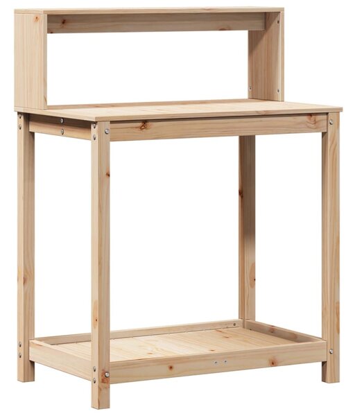 Tömör fenyőfa ültetőasztal polccal 82,5 x 50 x 109,5 cm