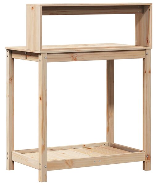 Tömör fenyőfa ültetőasztal polccal 82,5 x 50 x 109,5 cm