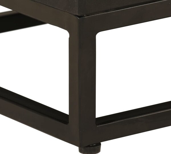 Fekete tömör mangófa és vas éjjeliszekrény 40 x 30 x 50 cm