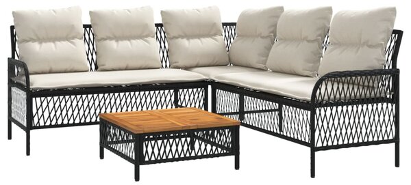 VidaXL 2 részes fekete polyrattan kerti ülőgarnitúra párnával