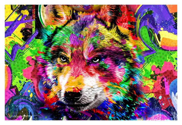Kép - Farkas graffitivel (90x60 cm)