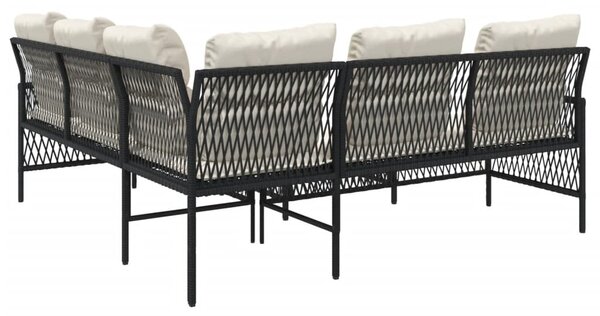 VidaXL 2 részes fekete polyrattan kerti ülőgarnitúra párnával