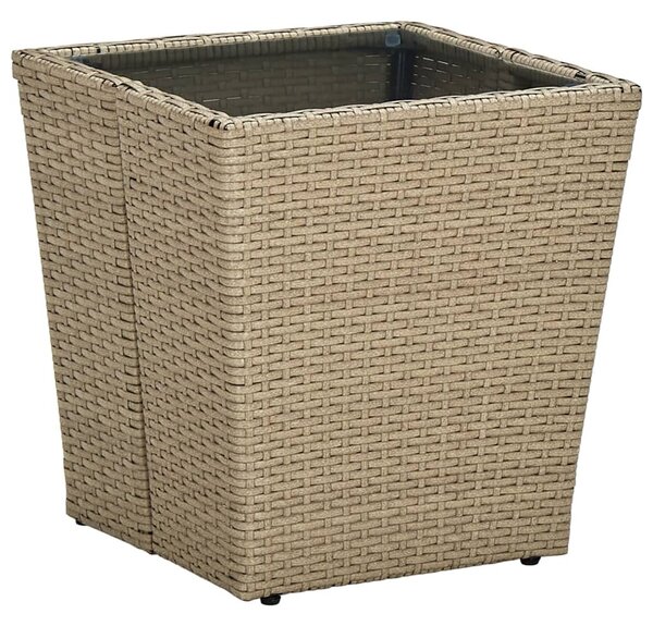 3 részes bézs polyrattan/üveg bisztrógarnitúra párnával