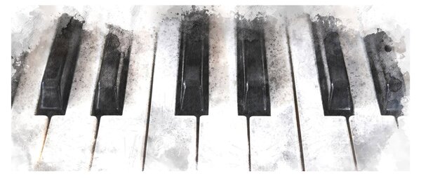 Kép - Zongora, akvarell (120x50 cm)