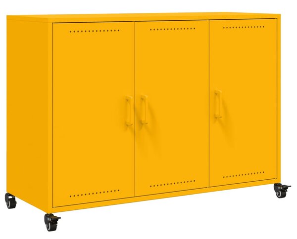 Mustársárga acél tálalószekrény 100,5 x 39 x 72 cm