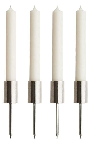ADVENT koszorúba szúrható gyertyatartó, ezüst 12cm, 4 db-os készlet