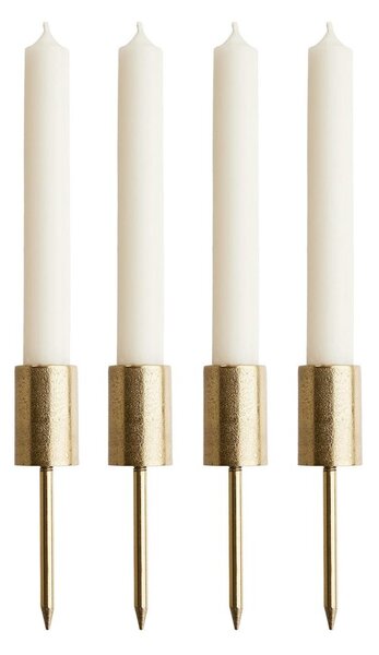 ADVENT koszorúba szúrható gyertyatartó, arany 12cm, 4 db-os készlet