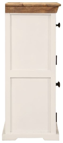 Fehér-barna tömör nyers mangófa tálalószekrény 55 x 30 x 73 cm