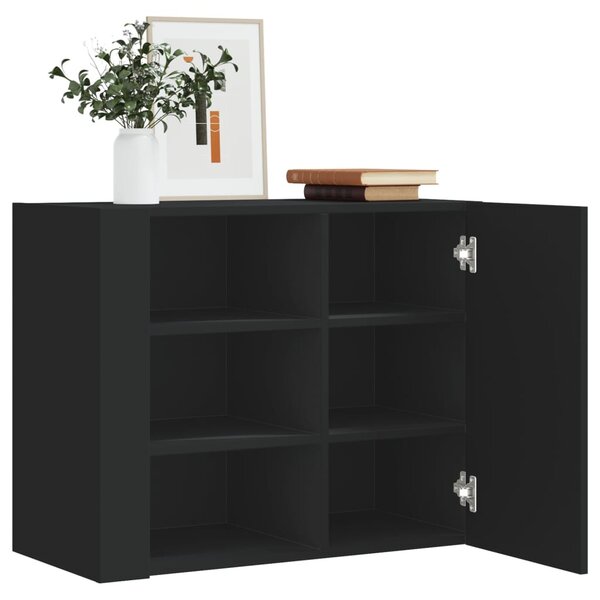 Fekete szerelt fa faliszekrény 75 x 35 x 60 cm