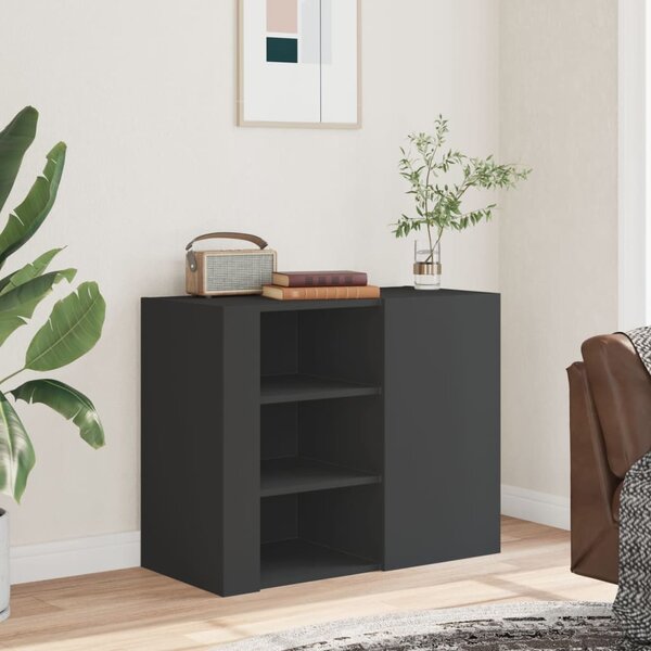 Fekete szerelt fa faliszekrény 75 x 35 x 60 cm