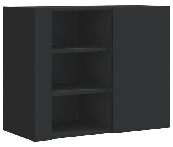 Fekete szerelt fa faliszekrény 75 x 35 x 60 cm