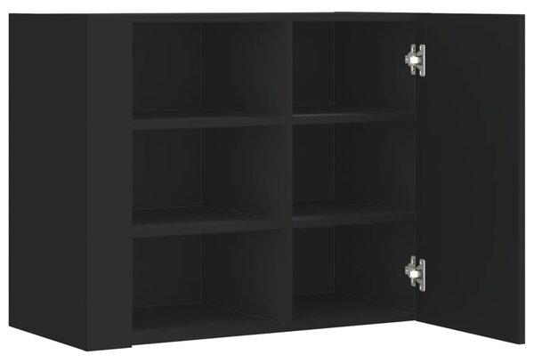Fekete szerelt fa faliszekrény 75 x 35 x 60 cm