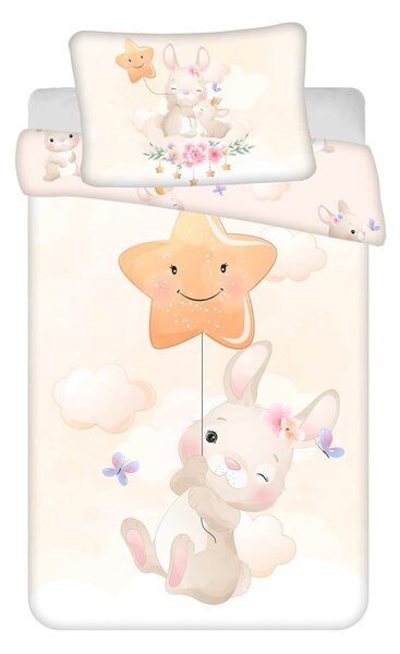 Sárga pamut gyerek ágyneműhuzat babaágyhoz 100x135 cm Bunny "Star" – Jerry Fabrics