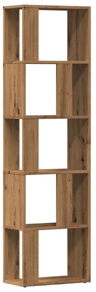 Kézműves tölgy színű szerelt fa könyvszekrény 45x24x159 cm