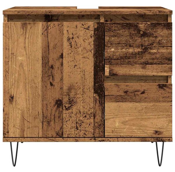 Antik fa színű szerelt fa mosdószekrény 65 x 33 x 60 cm