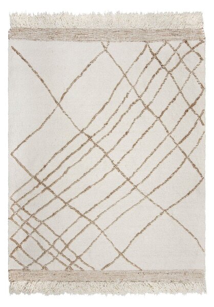 Krémszínű kézi szövésű gyapjúkeverék szőnyeg 120x170 cm Astera Linear – Flair Rugs
