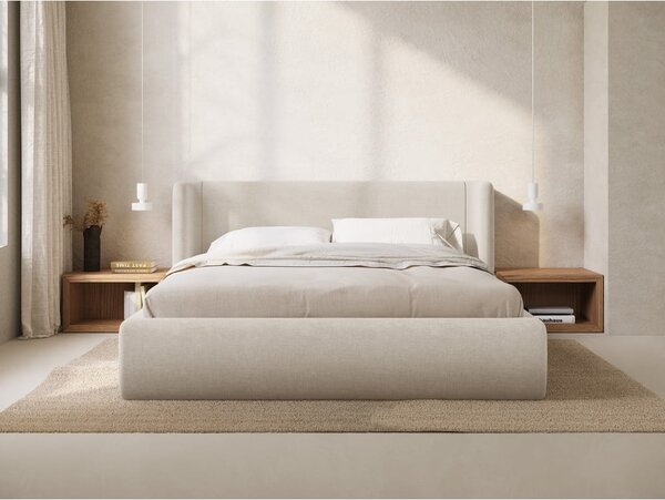 Krémszínű kárpitozott ágyneműtartós franciaágy ágyráccsal 200x200 cm Jason – Windsor & Co Sofas