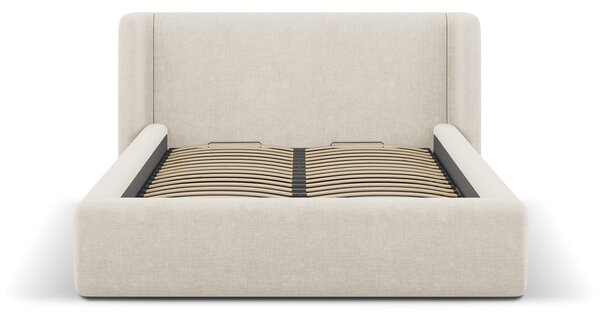 Krémszínű kárpitozott ágyneműtartós franciaágy ágyráccsal 200x200 cm Jason – Windsor & Co Sofas
