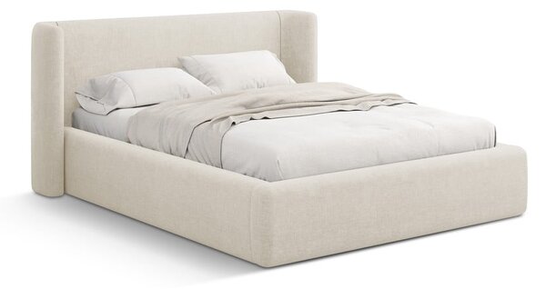 Krémszínű kárpitozott ágyneműtartós franciaágy ágyráccsal 200x200 cm Jason – Windsor & Co Sofas