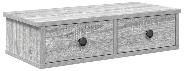 Falipolc fiókokkal szürke sonoma 60x28x15 cm műszaki fa
