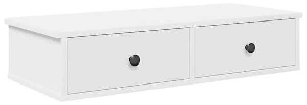 Falipolc fiókokkal fehér 80x34x17 cm műszaki fa