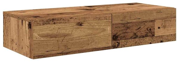 Falipolc fiókokkal régi fa 80x33x17 cm műszaki fa